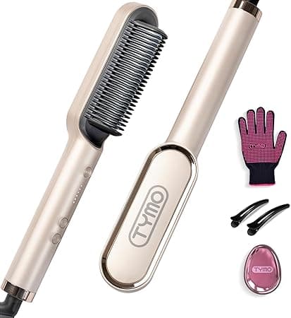 TYMO Hair Straightener Brush, Hair Iron with Built-in Comb. Tourmaline Ceramic Coating. Fast Heating & 5 Temp Settings. Hair Straightener Brush That Salon Styling at Home.(Gold) on Amazon.ae - Price Tracker