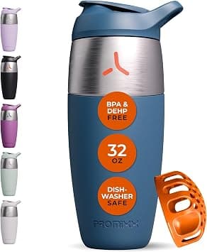 Promixx Pursuit Shaker Bottle - Single Wall Stainless Steel Protein Shaker Bottle, Super Smooth Shakes, 950 ml, Midnight Blue on Amazon.ae - Price Tracker