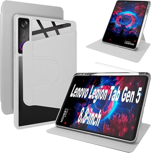Lemxiee Cover for Lenovo Legion Tab Gen 5 Case for Rotating Stand & Pen Slot PU Leather Case + Clear Acrylic على Amazon.ae - متتبع الأسعار