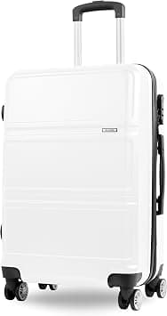 Reflection ABS Carry On Suitcase Airline Approved, Lightweight 24 Inch Luggage- 360° Silent Wheels, ABS Hard Luggage Trolley, Spinner Wheels, Travel Luggage (24-Inch, White) on Amazon - Best Deal Finder