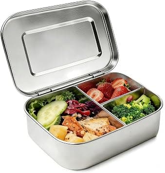Lunch Box, U-HOOME Bento Lunch Box for Adults, Leak-proof Stainless Steel 3-Compartments Snack Organizer for Dining Out, Work, Picnic, Office & Travel on Amazon.ae - Price Tracker