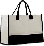 Personalized Gift Monogram Initial 100% Cotton Chic Tote Bag with Customize Option - Black - Best Deal Finder
