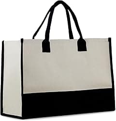 Personalized Gift Monogram Initial 100% Cotton Chic Tote Bag with Customize Option - Black - Amazon.ae Price Tracker