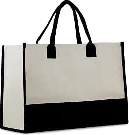 Personalized Gift Monogram Initial 100% Cotton Chic Tote Bag with Customize Option - Black - Best Deal Finder