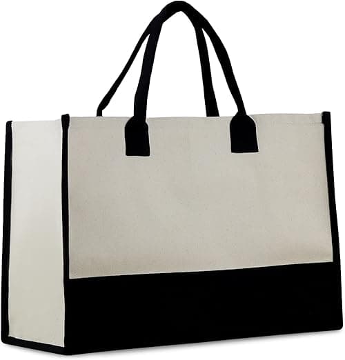 Personalized Gift Monogram Initial 100% Cotton Chic Tote Bag with Customize Option - Black on Amazon.ae - Price Tracker