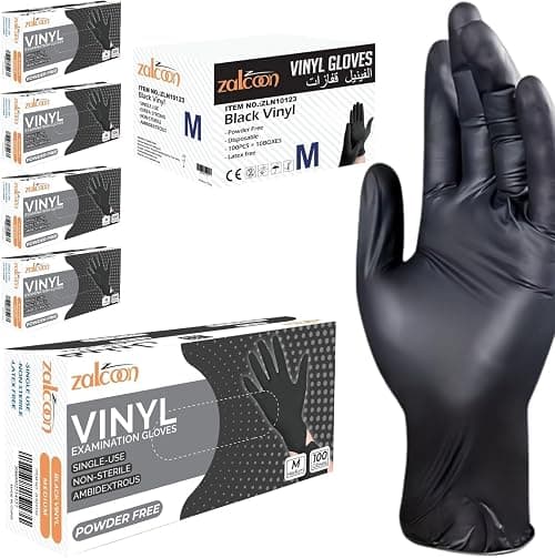 ZALCOON Vinyl Exam disposable Gloves, 4.5g latex free Powder Free Gloves for light use, Home, Cleaning, Food Prep, Food safe and Non-Sterile (5 Pack x 100 Pieces) على Amazon.ae - متتبع الأسعار