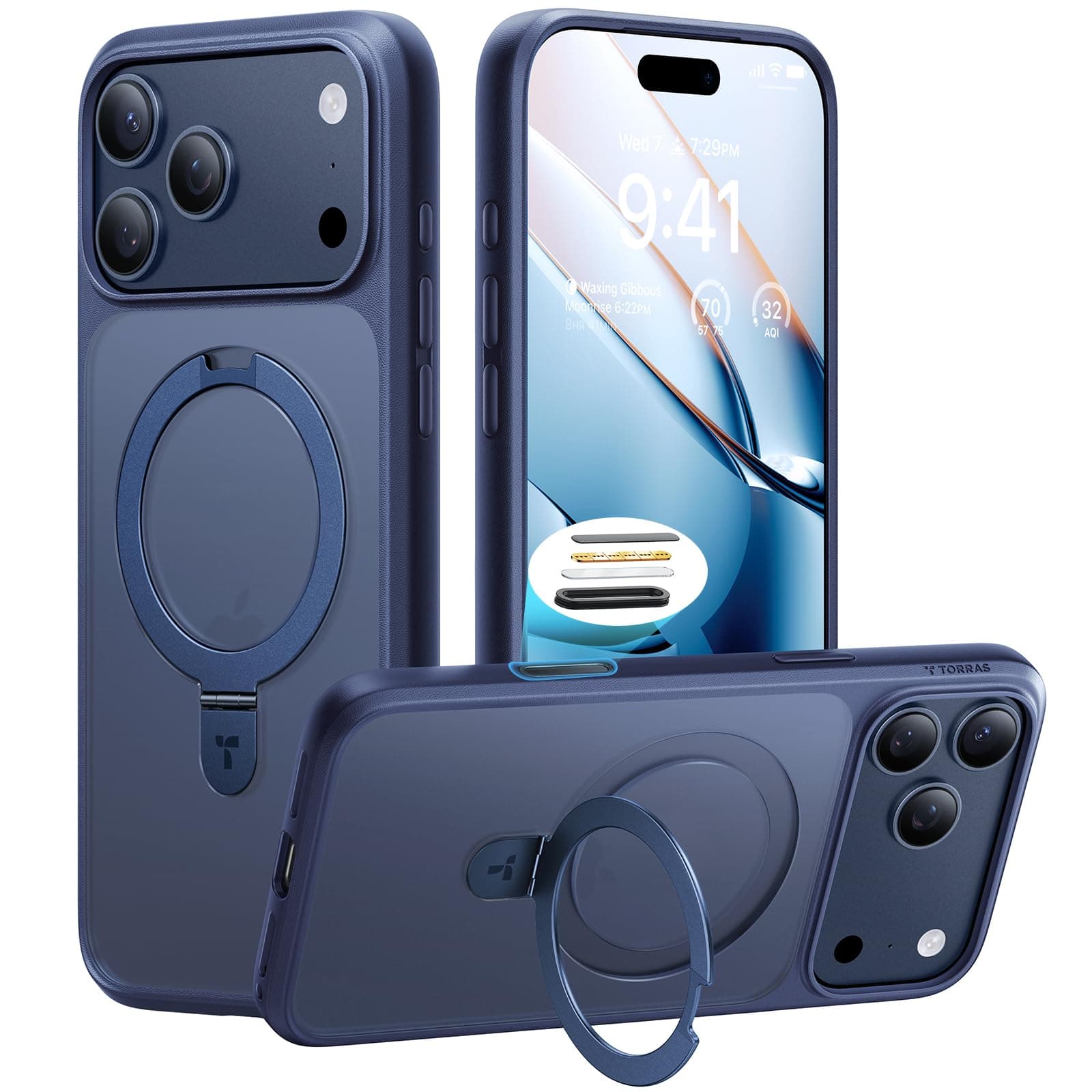 TORRAS Ostand Magnetic for iPhone 17 Pro Max Case Stand, Compatible with MagSafe, Shockproof Military Grade, Flexible Stable Kickstand & Ring Holder, Translucent Slim 17 Pro Max Case 6.9", Deep Blue on Amazon.ae - Price Tracker