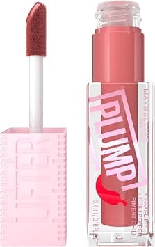 MAYBELLINE Lifter Gloss Lifter Plump, Plumping Lip Gloss with Chili Pepper and 5% Maxi-Lip, Peach Fever, Peachy Nude Cream, 1 Count - Best Deal Finder