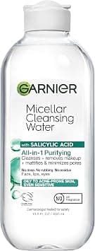 Garnier Micellar Water with Salicylic Acid, All-in-1 Mattifying Facial Cleanser and Makeup Remover for Oily and Acne Prone Skin, 13.5 Fl Oz - Best Deal Finder