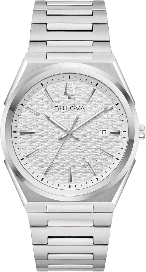 Bulova Men's Quartz Dress Classic Watch, Silver-Tone Stainless Steel Bracelet, Silver-White Dial, Calendar (Style: 96B481) على Amazon.ae - متتبع الأسعار