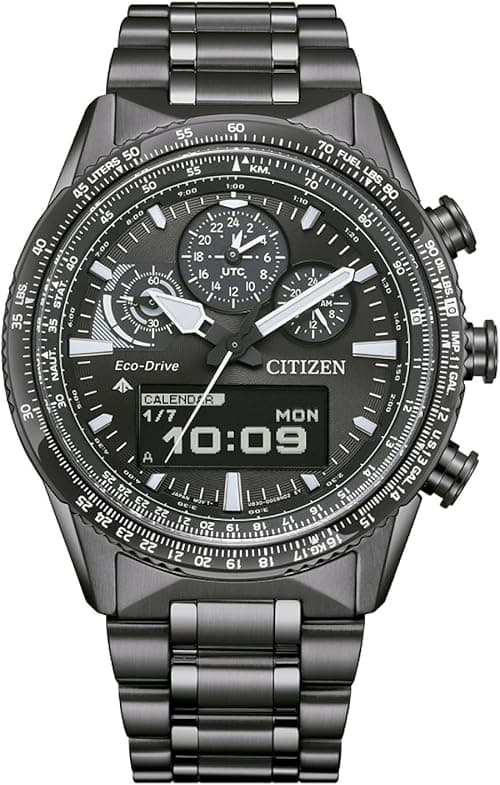 Citizen Promaster Sky Pilot JV2005-58E Eco-Drive U830 Multifunction Watch, Steel IP Grey, Black Dial, 20 ATM on Amazon.ae - Price Tracker
