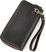 LUUFAN Men's Genuine Leather Long Wallet with Zipper Pocket Vintage Bifold Checkbook Purse - Amazon.ae Price Tracker