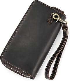 LUUFAN Men's Genuine Leather Long Wallet with Zipper Pocket Vintage Bifold Checkbook Purse - Amazon.ae Price Tracker