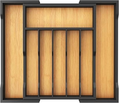 Lifewit Silverware Drawer Organizer, Bamboo Utensil Tray for Kitchen, Expandable Flatware and Cutlery Holder, Adjustable Storage for Spoons Forks Knives, Large, Natural and Black on Amazon.ae - Price Tracker