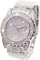 Luxury Women Watch Bling Bling Fashion Jewelry Crystal Diamond Rhinestone Ladies Watches Steel Band Round Dial Analog Clock Classic Quartz Female Charm Bracelet Dress Wristwatches - Best Deal Finder