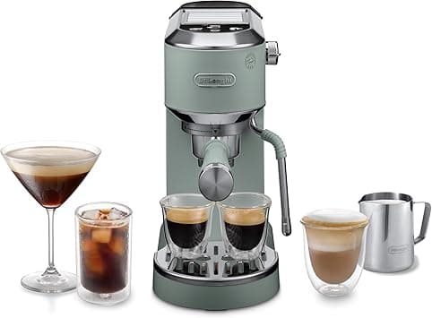 De'Longhi Dedica Duo EC890.GR, Traditional Barista Pump Machine, Espresso And Cold Brew, Manual Coffee Machine With My LatteArt Steam Wand, 15cm Wide, 2 Espresso, Touch Display, Mug up to 13cm, Green on Amazon.ae - Price Tracker