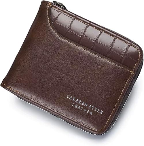 Men’s Leather Zipper Wallet – Luxury PU Leather RFID Card Holder Wallet with Coin Pocket & Money Bag, Small Purse for Men, Gift Wallet Organizer (Espresso) on Amazon.ae - Price Tracker