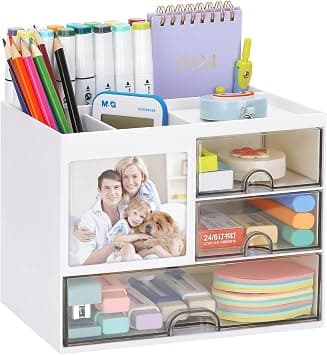 Desk Organizer with Drawers 3-Drawer Plastic Storage Box for Makeup Stationery Office Supplies Home Desk Organization Cosmetic Vanity Organizer Perfect for Office School and Home Desktop Storage على Amazon.ae - متتبع الأسعار
