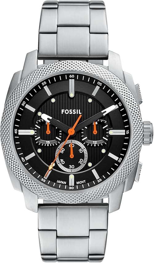 Fossil Men's Machine Chronograph Stainless Steel Watch, Silver/Black, 44MM, Modern on Amazon.ae - Price Tracker