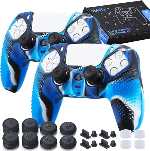 YoRHa Silicone Skins Cover for PS5 Controller x 2 (Camouflage blue) with Thumb Grips x 8, Plugs x 8, Anolog Protectors x 4 على Amazon.ae - متتبع الأسعار