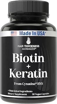 Hair Thickness Maximizer Men's & Women's Biotin, Clinically Proven Keratin Supplement Capsules (10000 Mcg) on Amazon.ae - Price Tracker