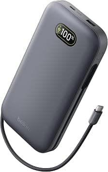 Belkin UltraCharge Pro Power Bank 27000mAh, Portable Charger with Integrated USB C Cable, 240W USB PD - Fast Charging Battery Pack for MacBook Pro, iPhone, iPad, Galaxy, Pixel & More - Charcoal - Best Deal Finder