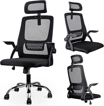 Eesyy Office Chair - Ergonomic Chair with Adjustable Headrest, Elastic Back Support for Office Chairs, Desk Chair with 90° Flip-up Armrest, Computer Chair for Home Office, Breathable Mesh Gaming Chair على Amazon.ae - متتبع الأسعار