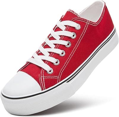 ZGR Womens Low Top Canvas Shoes,Lace up Canvas Sneakers,Casual White Tennis Walking Shoes on Amazon.sa - Price Tracker