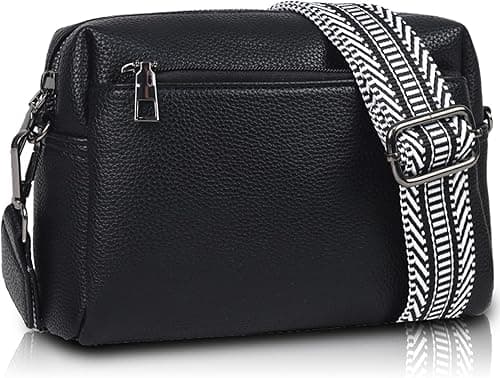 FALAN MULE Triple Zip Crossbody Bags for Women, PU Leather Cell Phone Bag with Wide Adjustable and Removable Shoulder Strap 3 Compartments on Amazon.ae - Price Tracker