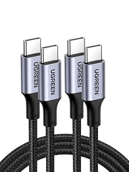 UGREEN Type C Cable 2M 2Pack, 100W Laptop Compatible USB C Charging Cable | Laptop&Phones fast charging,2Pack good value,Nylon braided usb c cable,Aluminum Alloy,Safe battery protective on Amazon.ae - Price Tracker