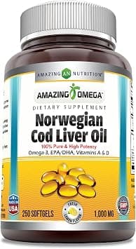 amazing nutrition Omega Norwegian Cod Liver Oil 1000 Mg, Softgels (Lemon, 250 Softgels) -Supports Heart, Joint, Brain, Bone & Immune Health (Non-Gmo,Gluten Free) on Amazon.ae - Price Tracker