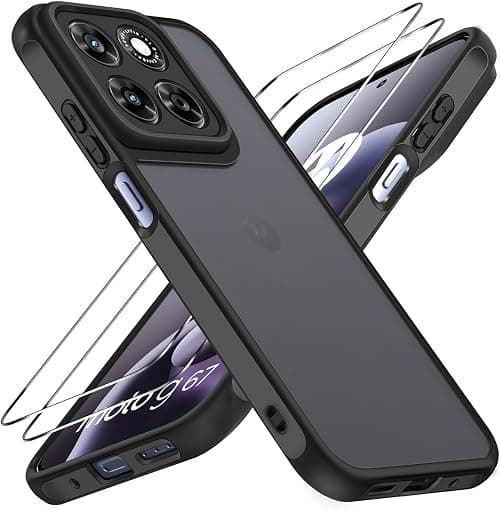 ivoler Case for Motorola Moto G87 / G77 / G67 5G with 2 Pieces Tempered Glass Protection [Military Standard] Shockproof Scratch-Resistant Mobile Phone Case, Matte Translucent Back Protective Case on Amazon.ae - Price Tracker