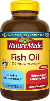 Nature Made Fish Oil 1200 mg Softgels, Fish Oil Supplements, Omega 3 Fish Oil for Healthy Heart Support, Omega 3 Supplement with 150 Softgels, 75 Day Supply على Amazon.ae - متتبع الأسعار