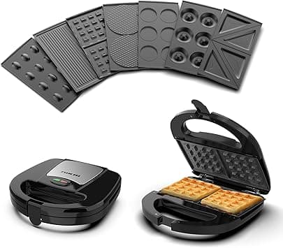 Nikai 7 in 1 Sandwich & Multi Snack Maker 750W, 2 Slot Non-Stick 7-in-1 Interchangeable Plates for Grill, Toaster, Pancakes, Cookies, Waffles, Donuts, Cupcakes & Nutties, Dishwasher Safe - NGT727D on Amazon.ae - Price Tracker
