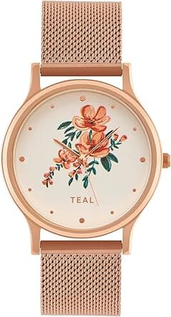 TEAL BY CHUMBAK Round Dial Analog Watch for Women|Forest Jade Collection| Stainless Steel Strap|Gifts for Women/Girls/Ladies |Stylish Fashion Watch for Casual/Work, Rose Gold, 24 X 3.5 cms - Jungle - Amazon.ae Price Tracker