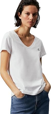 Calvin Klein Jeans Women's Embroidery Stretch V-Neck Knitwear on Amazon.ae - Price Tracker