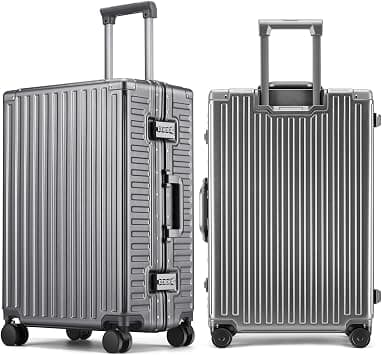 ROAMING Zipperless Luggage, gray, 22 Inch Checked Luggage, Zipperless Luggage With Spinner Wheels - Polycarbonate Aluminum Hard Shell Suitcase - Best Deal Finder