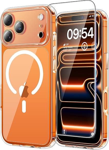 TAURI for iPhone 17 Pro Case, [Compatible with MagSafe] with 1-Pack Screen Protectors, Military-Grade Protection, Shockproof Transparent Back Bumper Phone Cover - Clear on Amazon.ae - Price Tracker