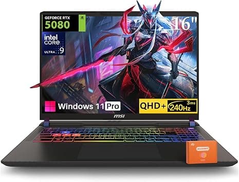 MSI Vector 16 HX AI Gaming Laptop, Intel Ultra 9 275HX(up to 5.4GHz), NVIDIA RTX 5080 16GB GDDR7, 16" QHD+ 240Hz, Wi-Fi 7, 64GB DDR5, 8TB SSD, RGB Backlit Keyboard on Amazon.ae - Price Tracker