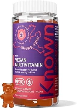 Known Kids Multivitamin Gummies - Sugar Free - Vitamin C, B6 - Supports Immune System - Natural Strawberry Flavour - 30 Vegan Gummies على Amazon.ae - متتبع الأسعار