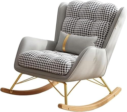 Modern Rocking Chair for Adults Comfortable Off White Fabric. Perfect for Living Room and Balcony Use. على Amazon.ae - متتبع الأسعار