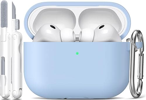 R-fun for AirPods Pro 3 Case (2025), Soft Silicone Protective Case Cover Compatible with Apple AirPods Pro 3rd Generation (USB-C Cable) for Women Men with Cleaning Kit and Keychain, Sky Blue on Amazon.ae - Price Tracker