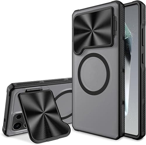 Azonee Magnetic Case for Samsung Galaxy S25 Ultra, Heavy Duty Rugged Shockproof Cover with Hidden Camera Stand & Full Lens Protection, Translucent Hard Shell Design (Black) on Amazon.ae - Price Tracker