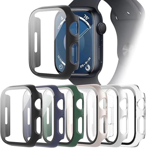 6-Pack Case Compatible with Apple Watch Series 9 8 7 41mm with Tempered Glass Screen Protector, Ultra-Thin Hard PC Full Protective Face Cover Bumper for iWatch 41 mm على Amazon.ae - متتبع الأسعار