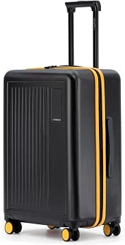 Check-in Suitcase|64cm|65L|German Makrolon Polycarbonate Hardshell|TSA-Approved Lock|8 Silent Ninja Wheels|YKK Zippers|For 7-14 Day Trips|Mokobara Transit Luggage|Black&Yellow(Money Moves Sunray 2.0) on Amazon.ae - Price Tracker