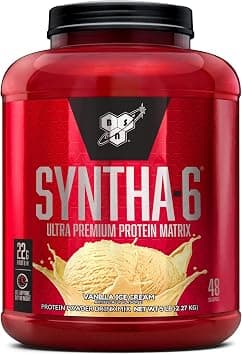 BSN Syntha-6 Ultra Premium Protein Matrix, Whey Protein Powder, Micellar Casein, Milk Protein Isolate Powder - Vanilla Ice Cream, 5 lbs, 48 Servings (2.27 KG) على Amazon.ae - متتبع الأسعار
