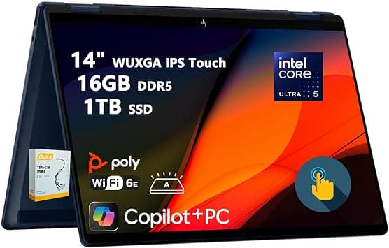 HP OmniBook X Flip 2-in-1 Laptop | 14" WUXGA IPS Touch | Intel Core Ultra 5 226V | 16GB DDR5 1TB SSD | Copilot+ AI PC for Creator Designer Business Professional Win11 w/DLCA Accessory على Amazon.ae - متتبع الأسعار
