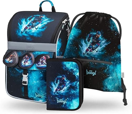 Baagl School Bag Boys Girls Set of 3 - Zippy School Bag for 1st Class - Primary School Satchel with Chest Strap - Ergonomic School Backpack, Ice hockey, Mittelgroße, Designer on Amazon.ae - Price Tracker