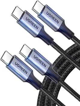 UGREEN Type C Cable 2M 2Pack, 60W Laptop Compatible USB C Charging Cable | laptop&phones fast charging,2Pack good value,Durable nylon braided usb c cable,Certified safe battery protection على Amazon.ae - متتبع الأسعار