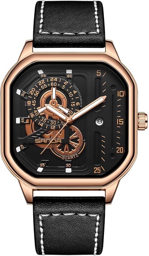 Men Watch, Analogue Quartz Movement Watch with Leather Strap, Men's Business Octagonal Luminous Date Rectangle Watch, Fashion Waterproof Wristwatches for Boy Men for Sport & Work, Elegant Gift for Men on Amazon.ae - Price Tracker